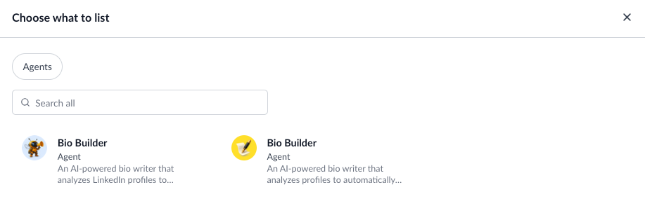 Selecting agents to publish