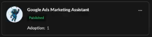 Marketplace listing with Published status